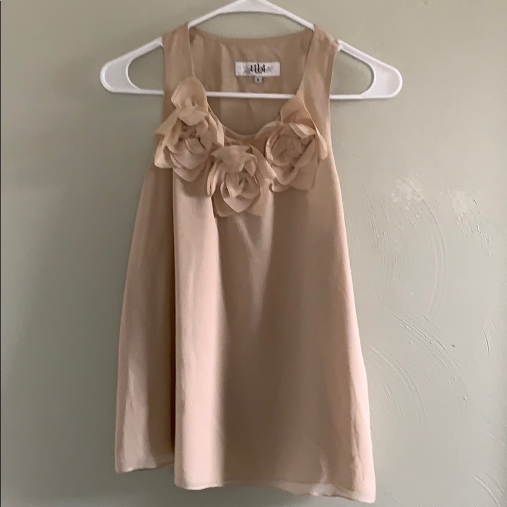 Tibi Floral Embellished Silk Tank, Sz 0